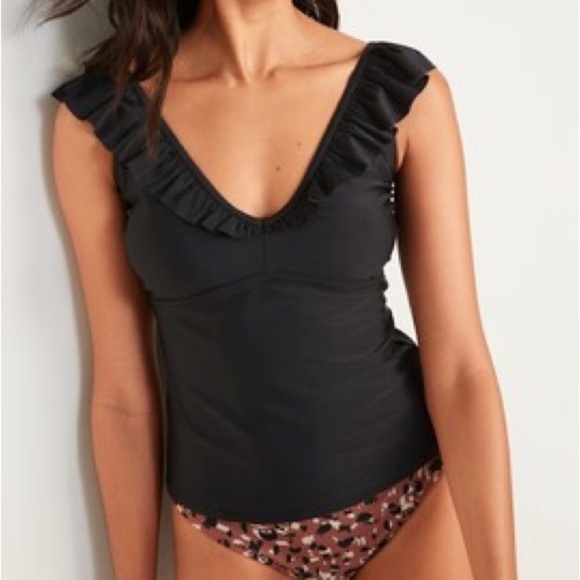 NWT! Black Ruffle-Trimmed Tankini Swim Top - Size Small 💎 - Picture 5 of 10